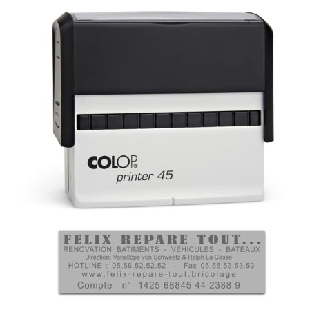 Tampon Colop Printer Line 45 - 6 lignes max. - 82x25 mm Tampon Colop Printer Line 45 - 6 lignes max. - 82x25 mm