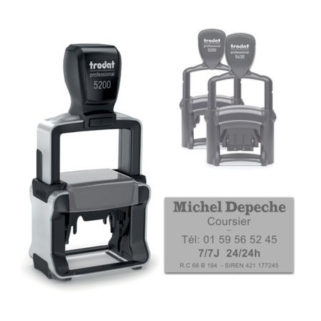 Tampon Texte Trodat 5200 5 Lignes Metal Line 4.0 - 41X24 - Noir Tampon Texte Trodat 5200 5 Lignes Metal Line 4.0 - 41X24 - Noir