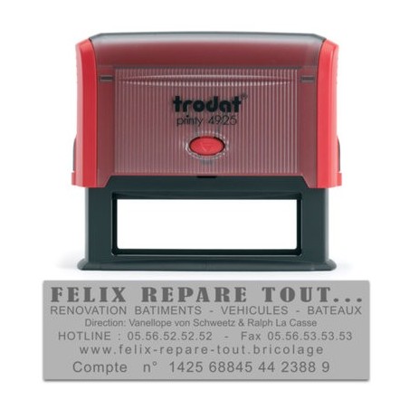 Tampon Texte Trodat 4925 6 Lignes Printy - 82X25 - Rouge Tampon Texte Trodat 4925 6 Lignes Printy - 82X25 - Rouge