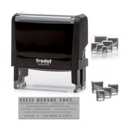 Tampon Texte Trodat 4915 6 Lignes Printy 4.0 - 70X25 - Noir