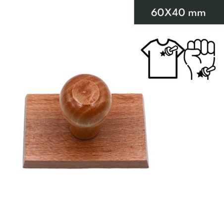 Tampon bois textile et tatouage personnalisé 60X40mm Tampon bois textile et tatouage personnalisé 60X40mm