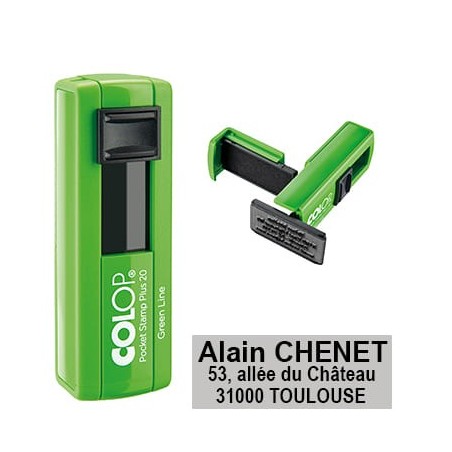 Tampon Colop Pocket Plus 20 Green Line - 3 lignes max. - 38x14 mm Tampon Colop Pocket Plus 20 Green Line - 3 lignes max. - 38x14 mm