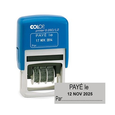 Tampon dateur Colop S260/L2 - Payé le...par Tampon dateur Colop S260/L2 - Payé le...par