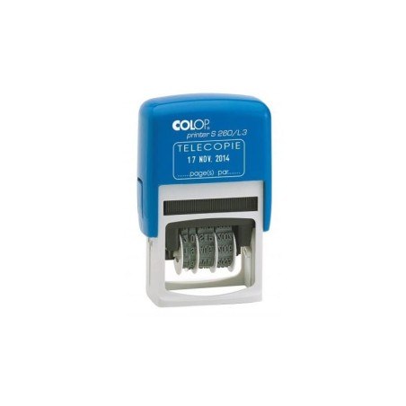 Tampon dateur Colop S260/L3 - Télécopie + date +...pages par... Tampon dateur Colop S260/L3 - Télécopie + date +...pages par...