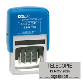 Tampon dateur Colop S260/L3 - Télécopie + date +...pages par...
