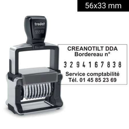 Tampon numéroteur 10 bandes Trodat 55510PL - 2+2 lignes personnalisables - 56X33mm Tampon numéroteur 10 bandes Trodat 55510PL - 2+2 lignes personnalisables - 56X33mm