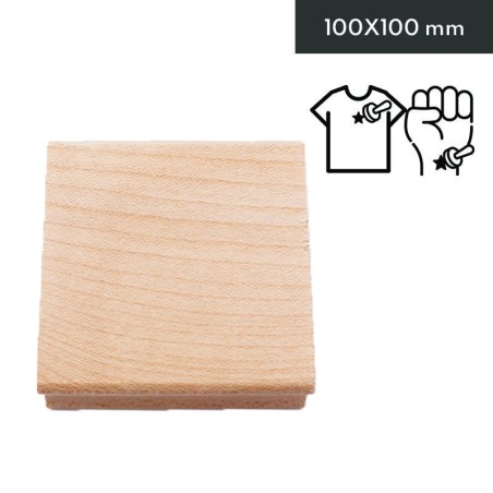 Tampon bois textile et tatouage - 100X100mm