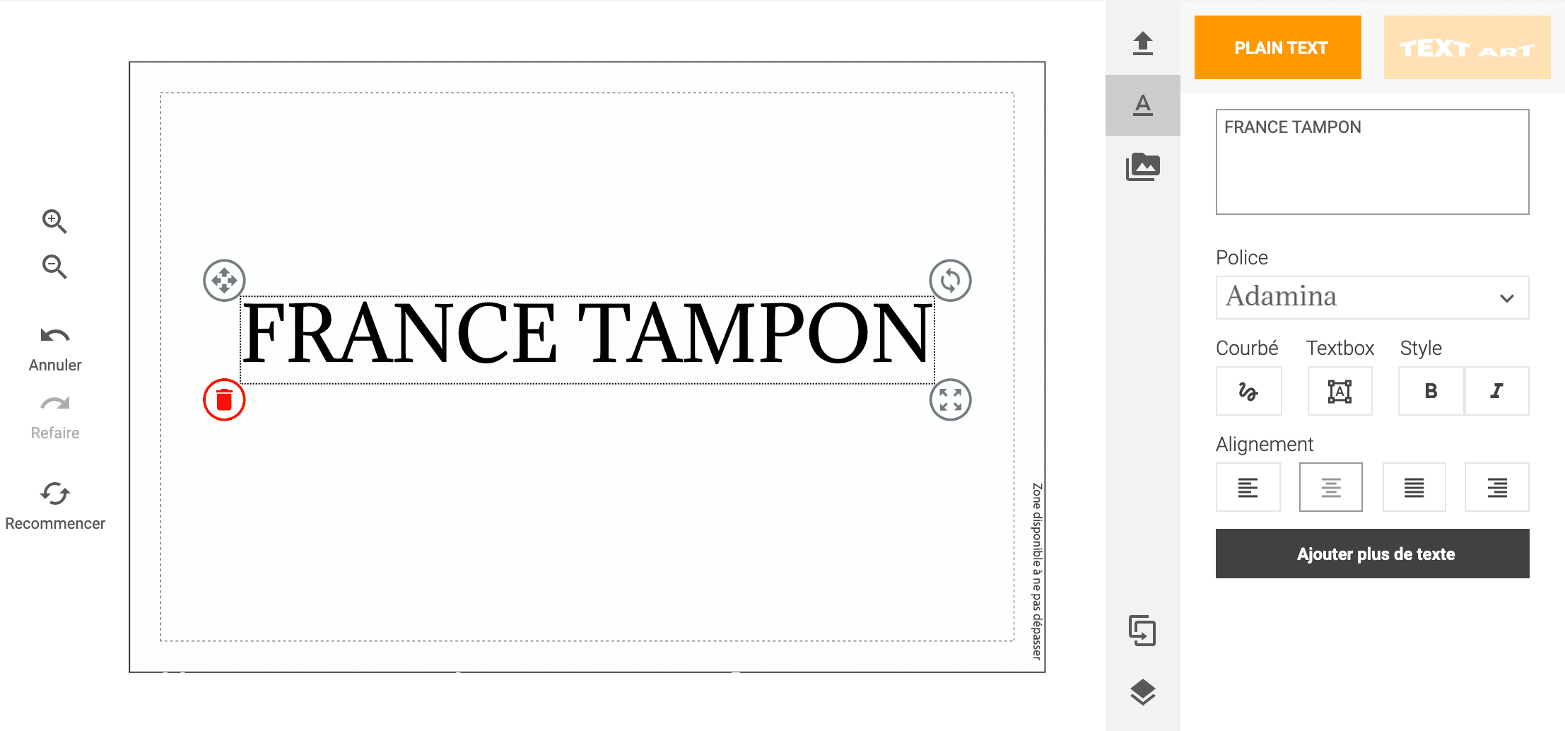 texte sur tampon encreur créatif